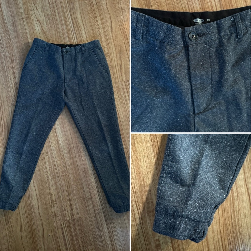 Vintage Old Navy Gray Speckled Cotton Blend Tapered Jogger Trousers Size 30